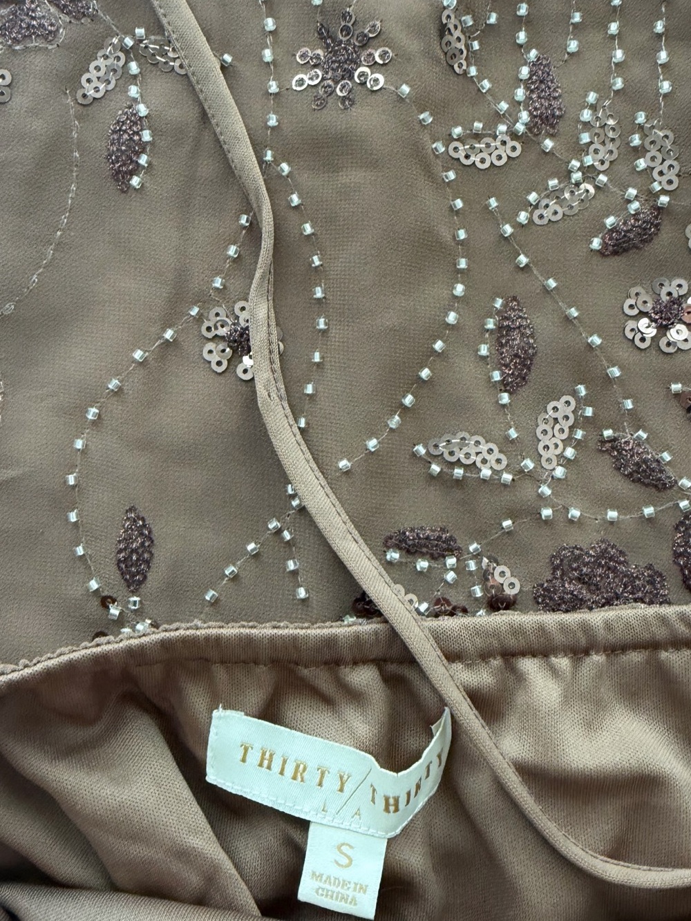 Thirty One Brown Beaded Sequin Floral Cami &
Mini Skirt Set Size S - Picture 2 of 6